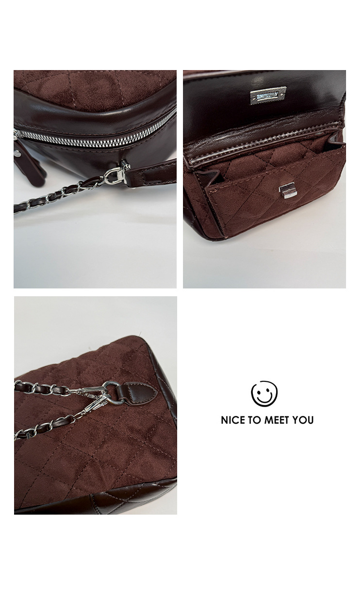 时尚小香风菱格链条女包新款绒面双肩包小众百搭手提包儒雅休闲包详情12