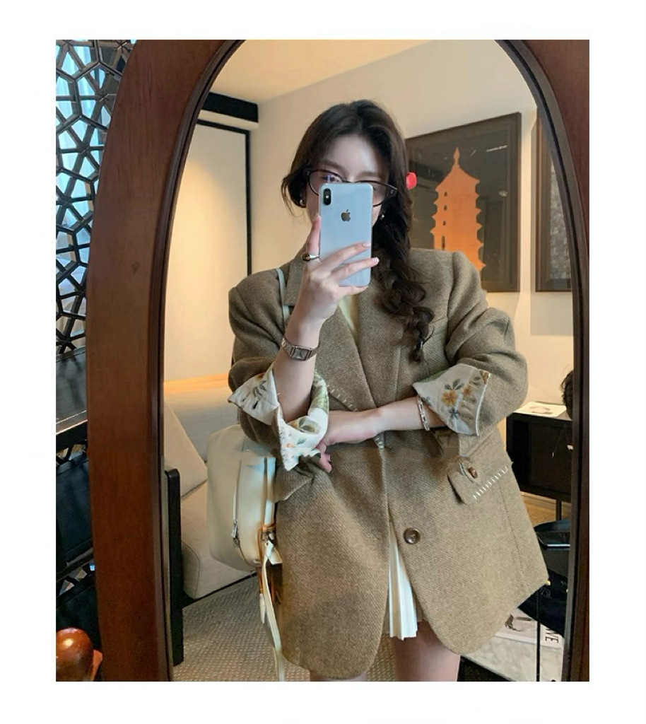 羽绒加厚经典小个子粗花呢西装外套廓形秋冬女装G1536详情7