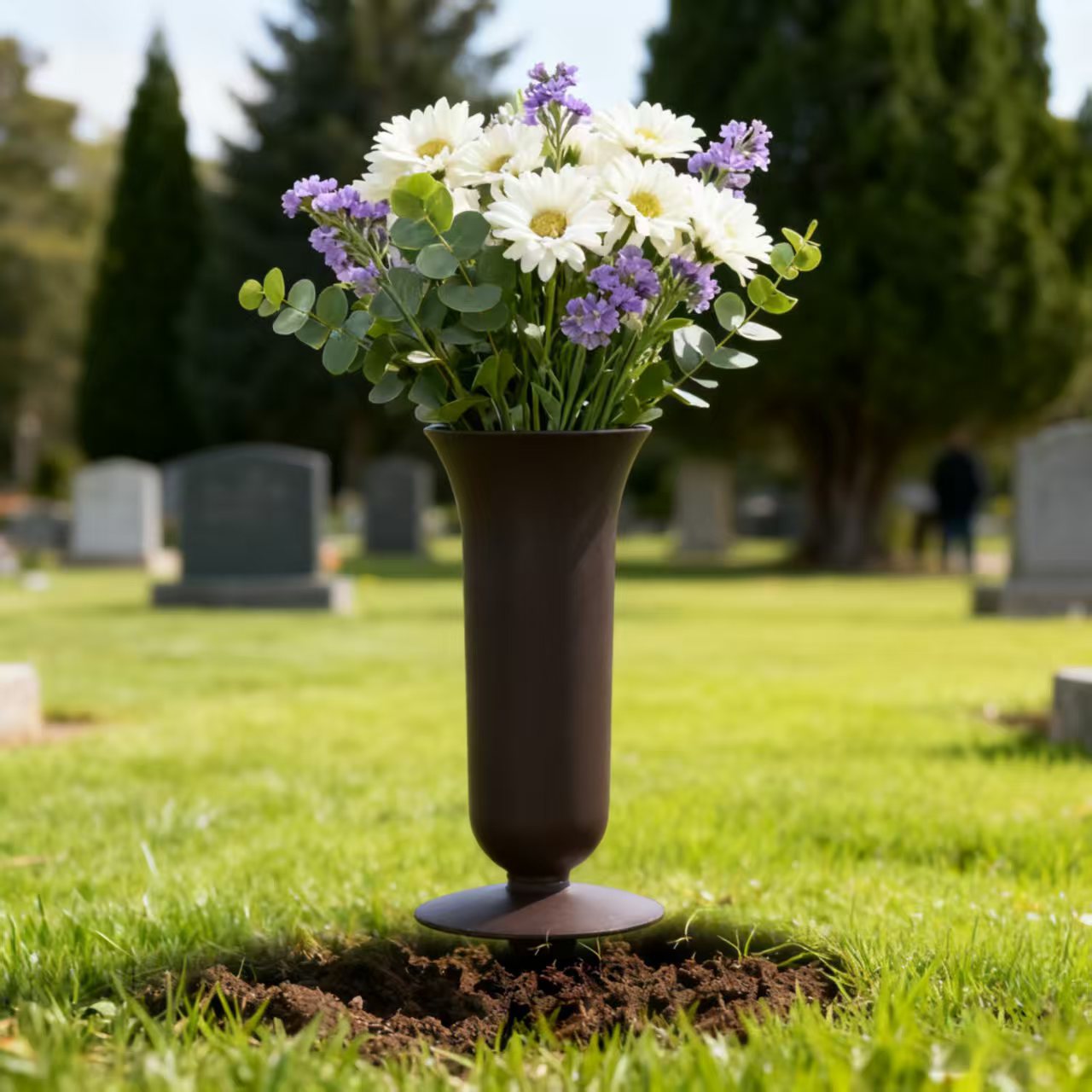 New plastic simulation artificial flower vase, Qingming Festival cemetery with pointed flower tube, conical flower vase for ancestral worship in public cemetery pic 8