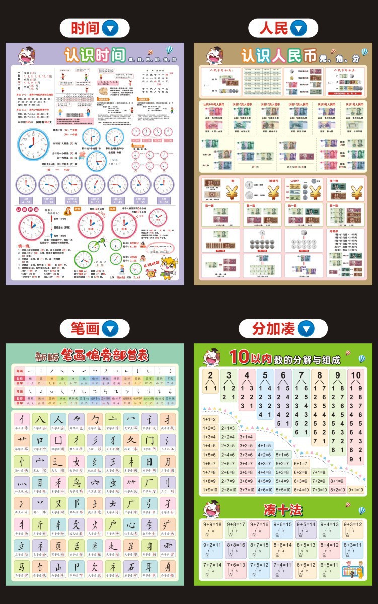 看图识字挂图幼儿园小孩启蒙早教认字汉字表学习神器墙贴大全批发详情8