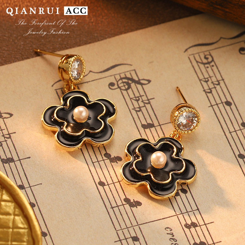 法式复古小香风山茶花耳环女甜美气质耳饰小众设计高级感耳钉精致详情20