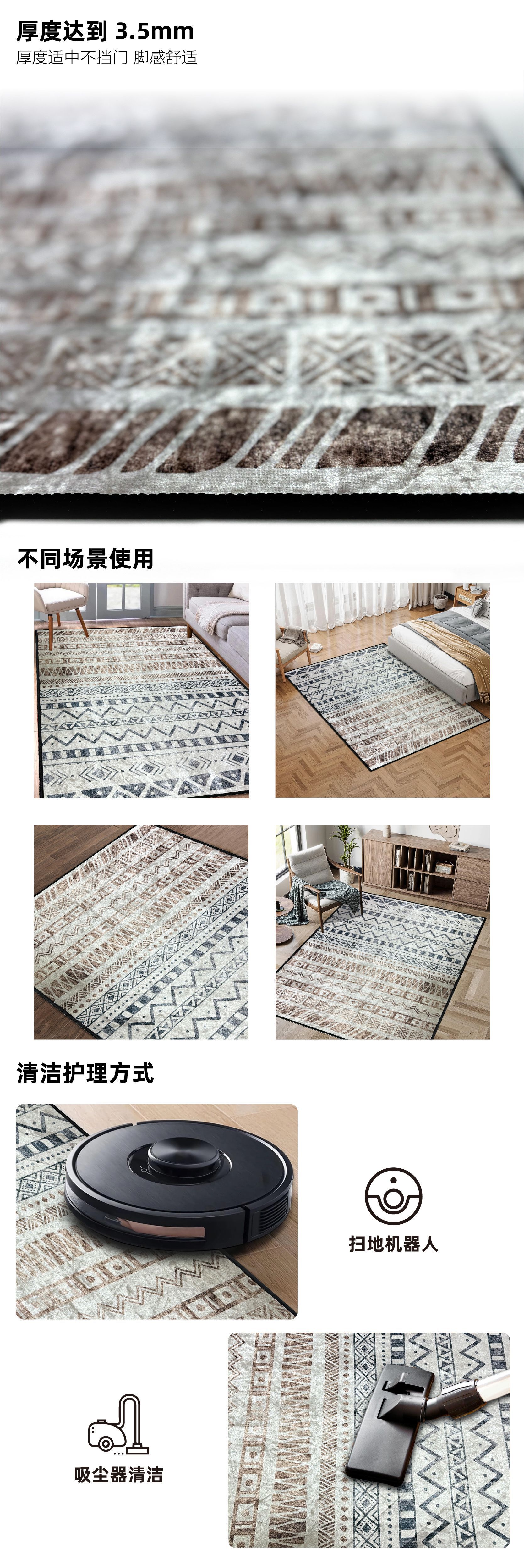 跨境家用简约几何轻奢金钻绒地毯客厅沙发茶几卧室加厚防滑床边毯详情2
