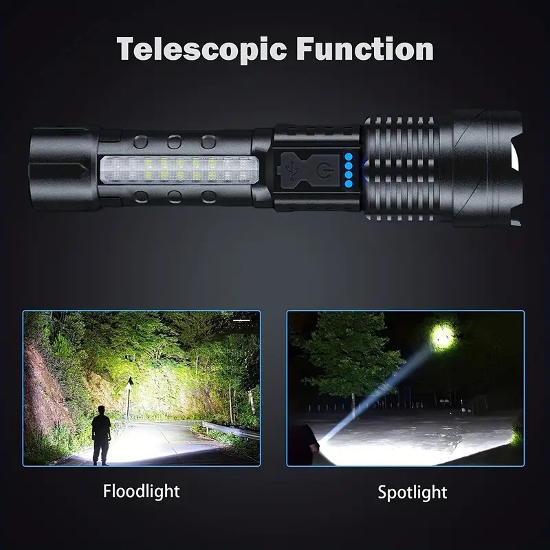 Cross-border multi-functional white laser charging flashlight, outdoor led zoom p50, strong lighting flashlight, portable mini pic 2