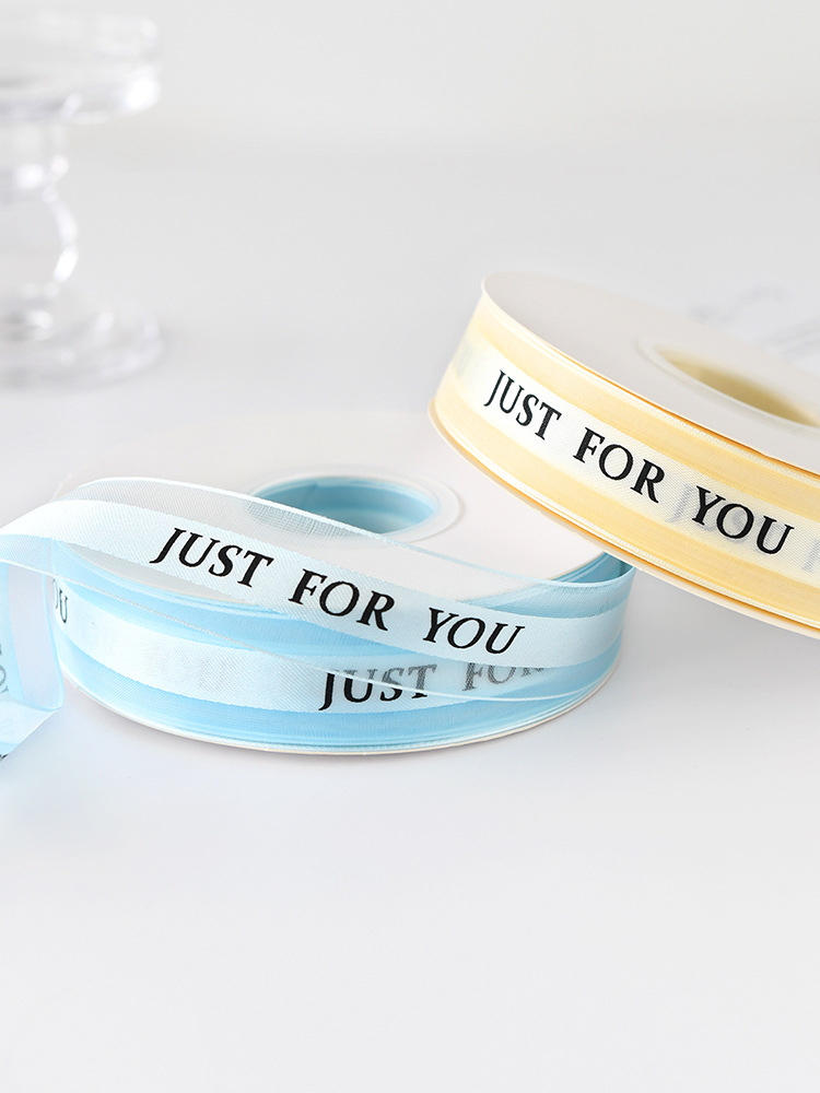 Factory direct sales: 2.5cm medium satin edge gauze English ribbon High-quality snow gauze ribbon flower packaging ribbon gift cake pic 5