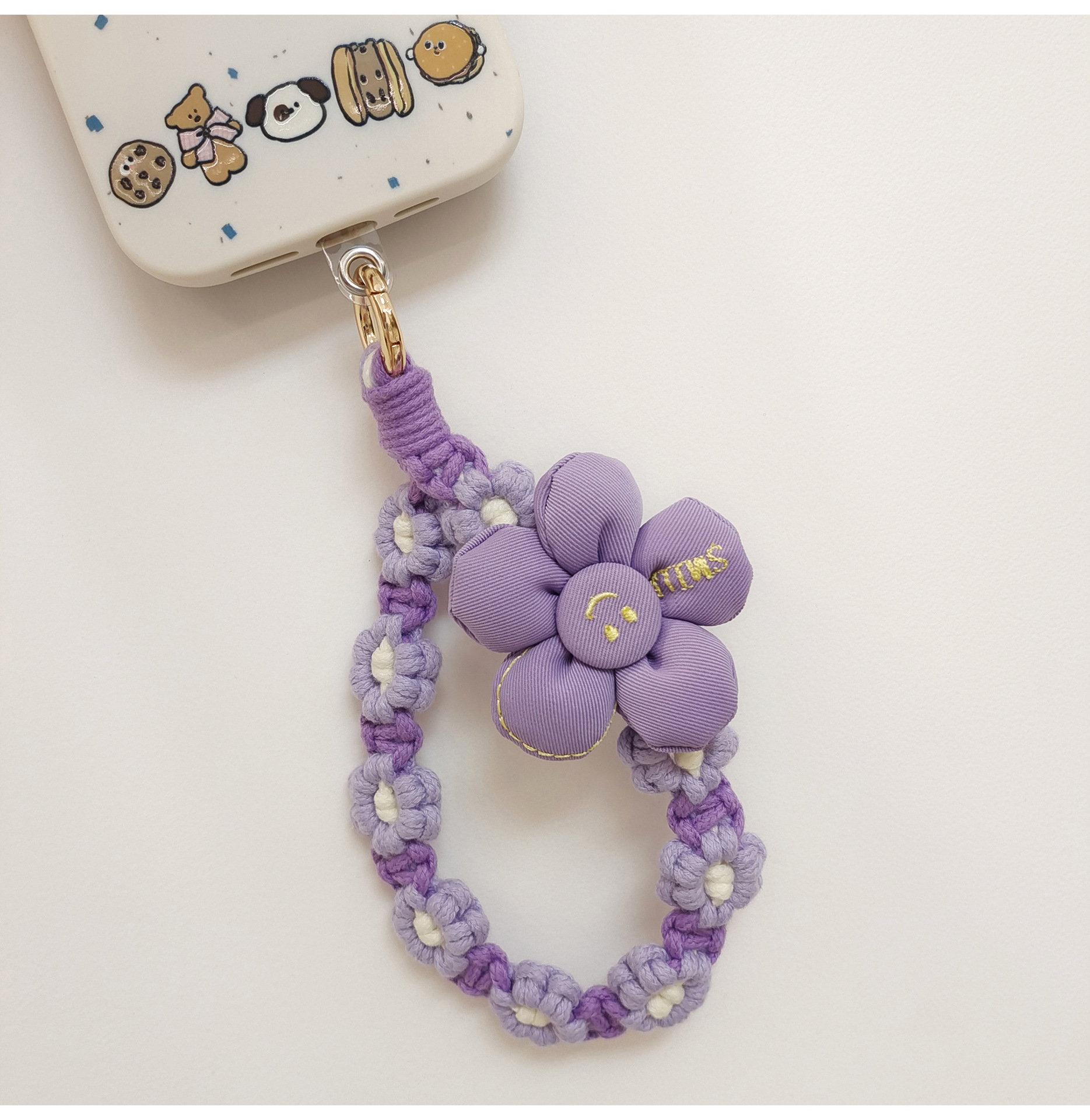 日韩可爱手工编织花朵钥匙扣手机挂件立体花花手腕挂绳手作礼品女详情13