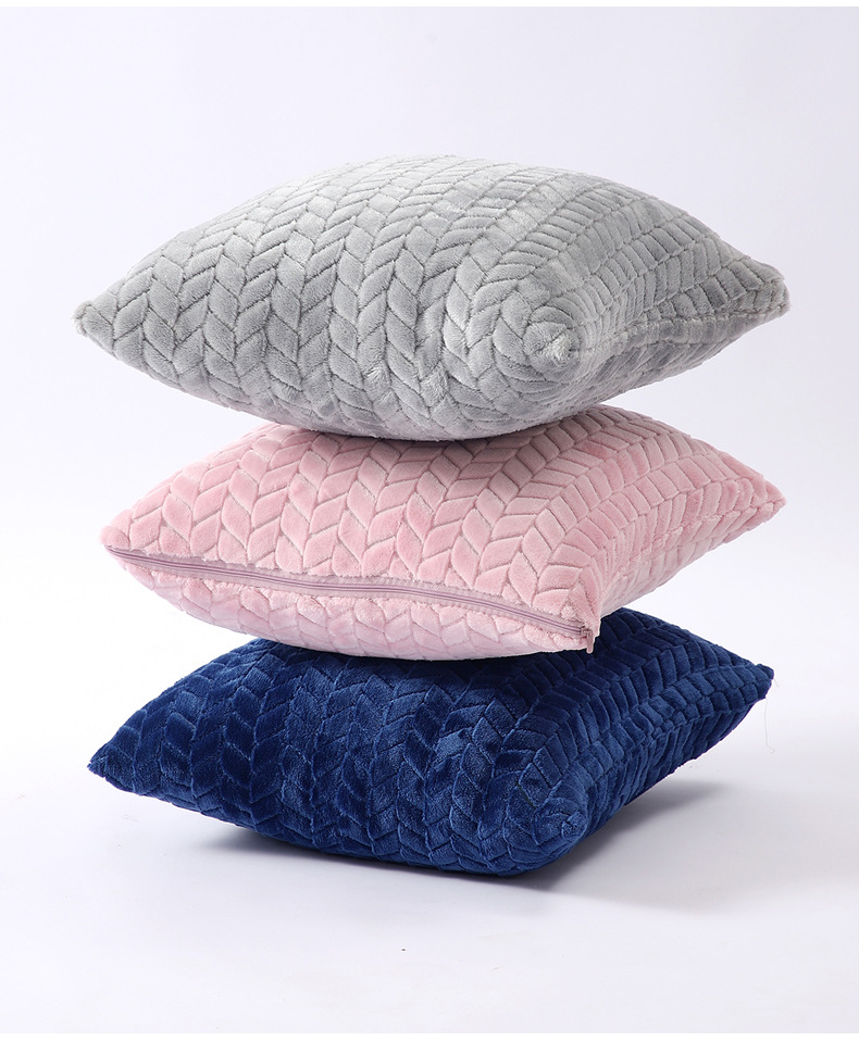 Flannel leaf pillowcase, InS-style wheat ear embossed pillow, office bedroom waist pillow, living room sofa cushion pic 12