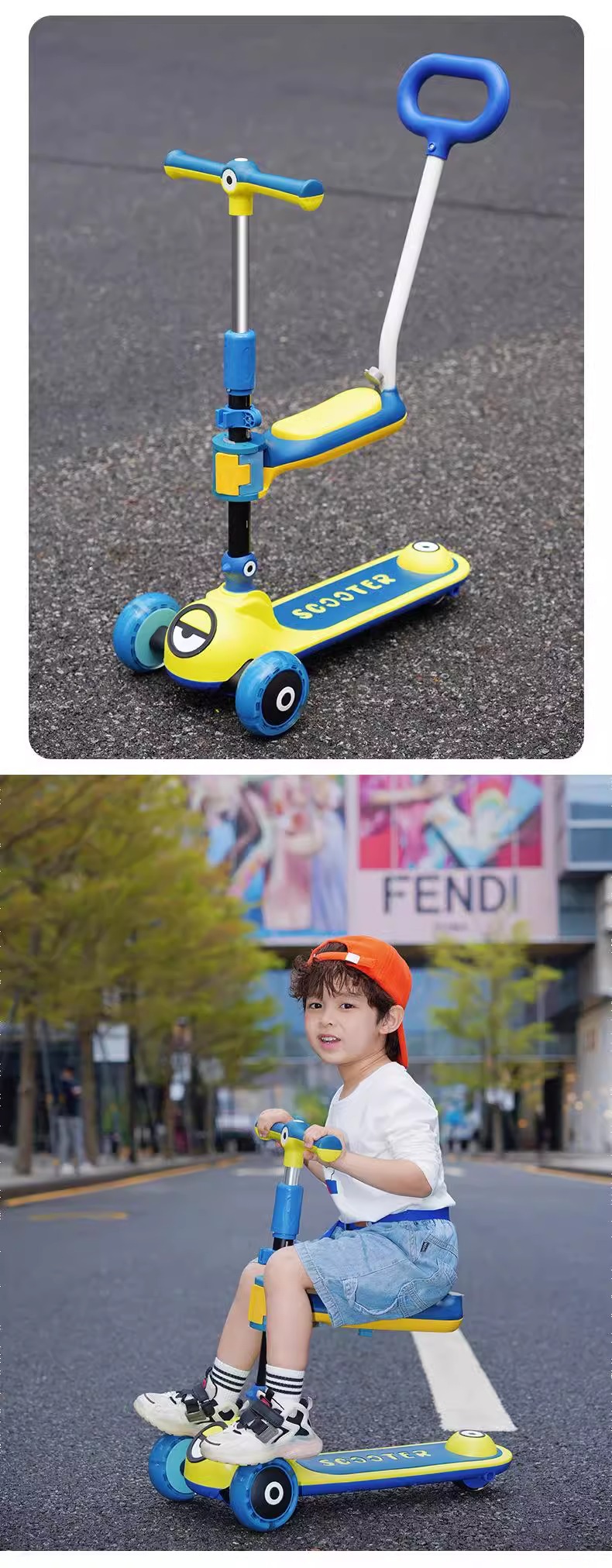 滑板车儿童1-3-6-12岁男女孩踏板可坐可骑三合一宝宝滑滑溜溜车详情17