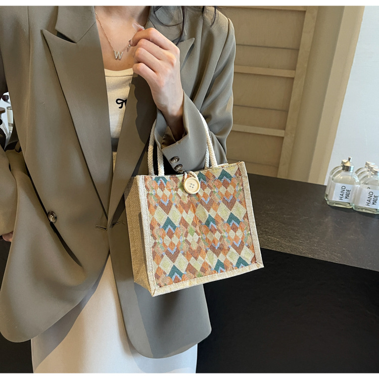 小众高级感防水麻布手提包秋冬季新款伴手礼袋现货批发手拎小挎包详情23