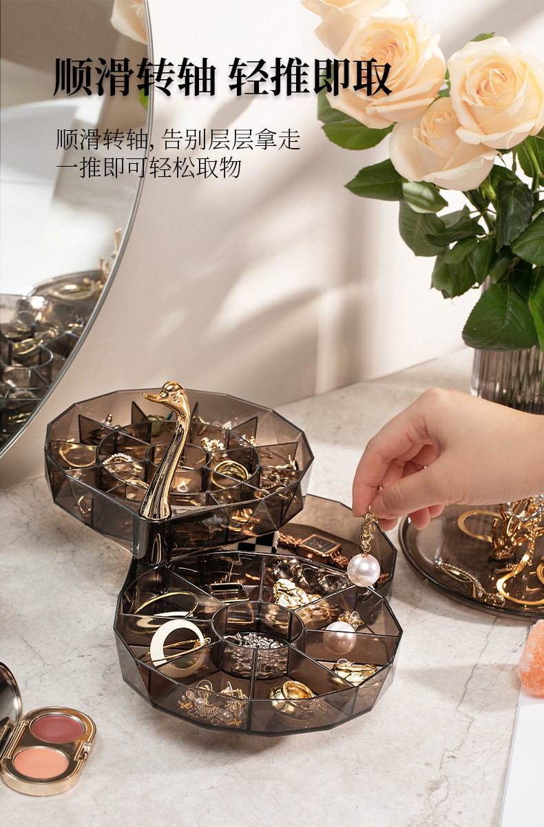 Self-designed Swan Dream Desktop jewelry Box, cross-border large-capacity stud earrings, earrings and jewelry storage box pic 6
