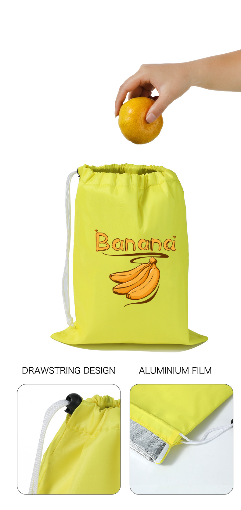 跨境款加厚铝箔袋保温防震蔬菜水果购物袋储藏袋保鲜束口手提袋详情7