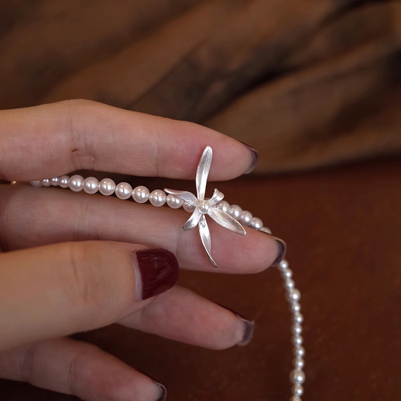 925 sterling silver Shijia Pearl Orchid Necklace for women, simple chocker, elegant and high-end, short necklace 7131A pic 10
