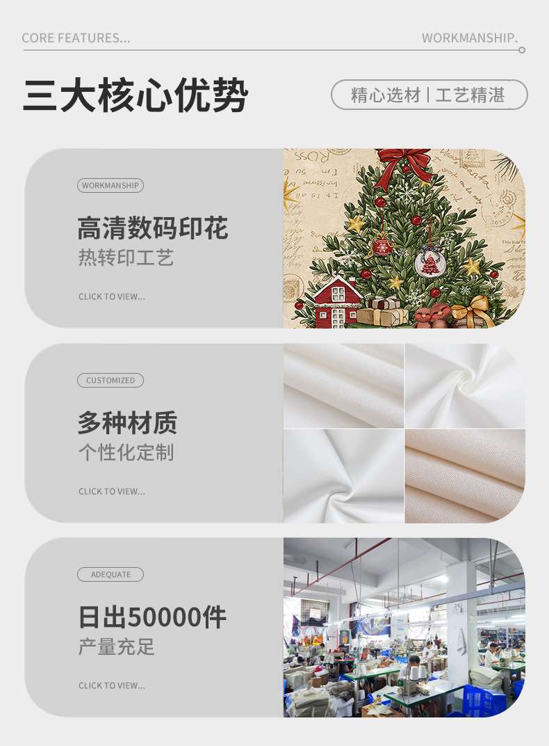 跨境新款圣诞节抱枕套节日装饰沙发靠背枕套圣诞树雪人印花靠垫套详情6
