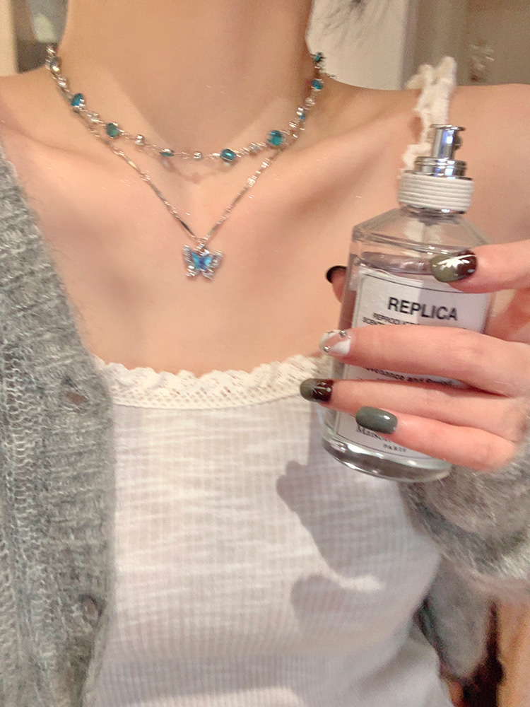 2025小清新夏日清凉双层蝴蝶项链配饰奢小众辣妹choker锁骨链颈链详情7