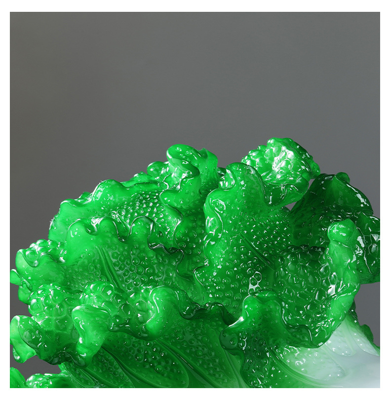 包邮百财如意树脂工艺品玉白菜招财摆件创意家居装饰商务礼品批发详情9