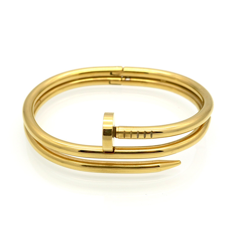 A classic 18k rose gold titanium steel bracelet that is a bestseller in Japan and South Korea. It is a unisex love nail bracelet that does not fade pic 14