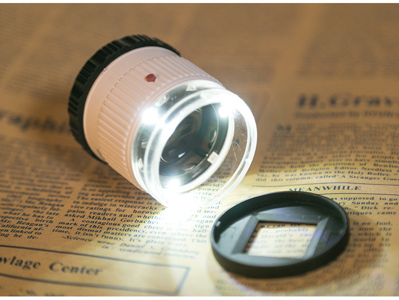Round barrel cloth mirror LED banknote detector lamp 30X with scale portable cloth mirror cylindrical magnifying glass TH-9006B pic 12
