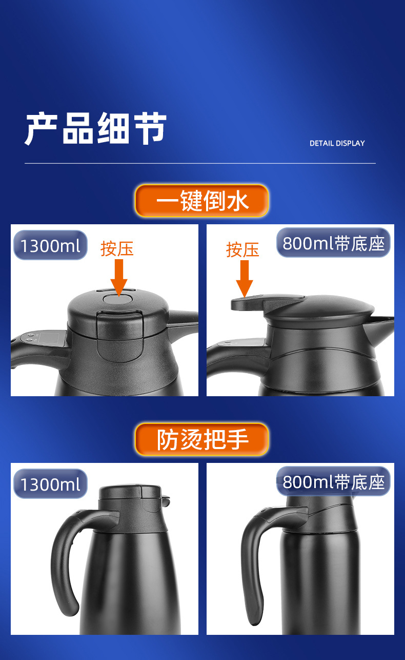 车载烧水壶12V24V汽车热水壶1300ML双层不锈钢快速加热车载电饭煲详情17