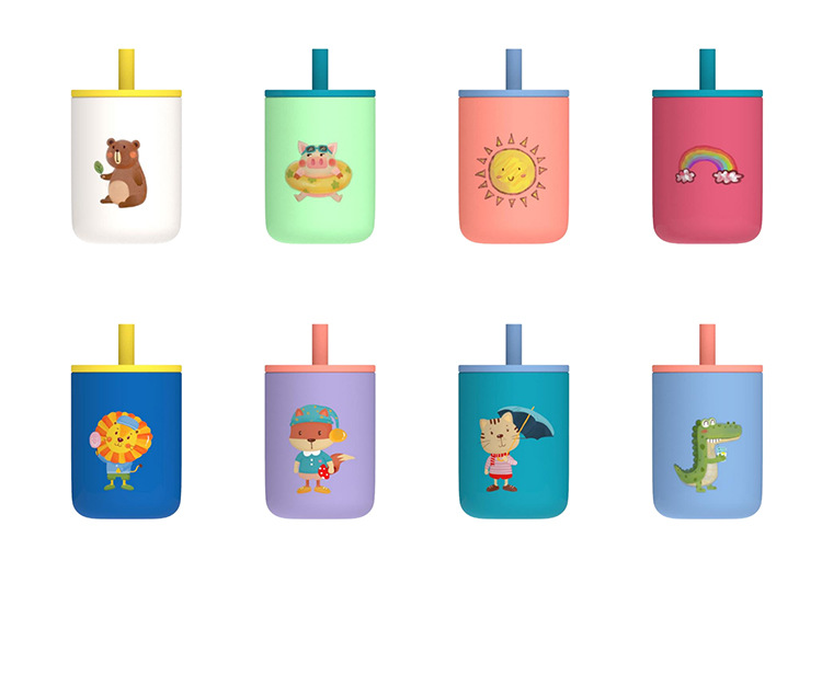 批发食品级硅胶宝宝水杯吸管杯婴儿婴儿杯子婴儿水瓶详情2