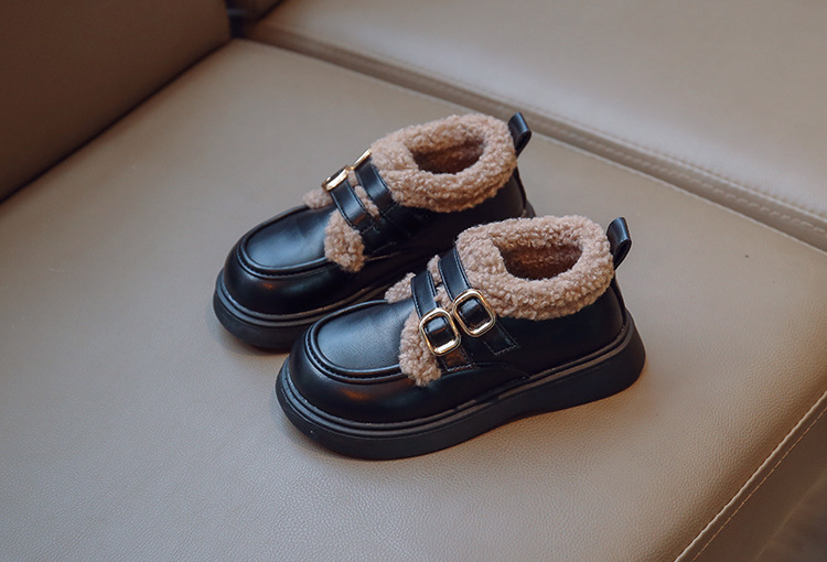 女童棉鞋加绒英伦风公主鞋2024秋冬新款保暖加厚软底小女孩豆豆鞋详情12