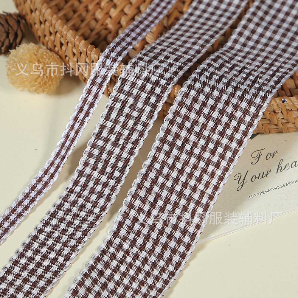 1cm耳朵边田园风格子丝带蝴蝶结手工DIY包装缎带鲜花礼盒彩带详情6