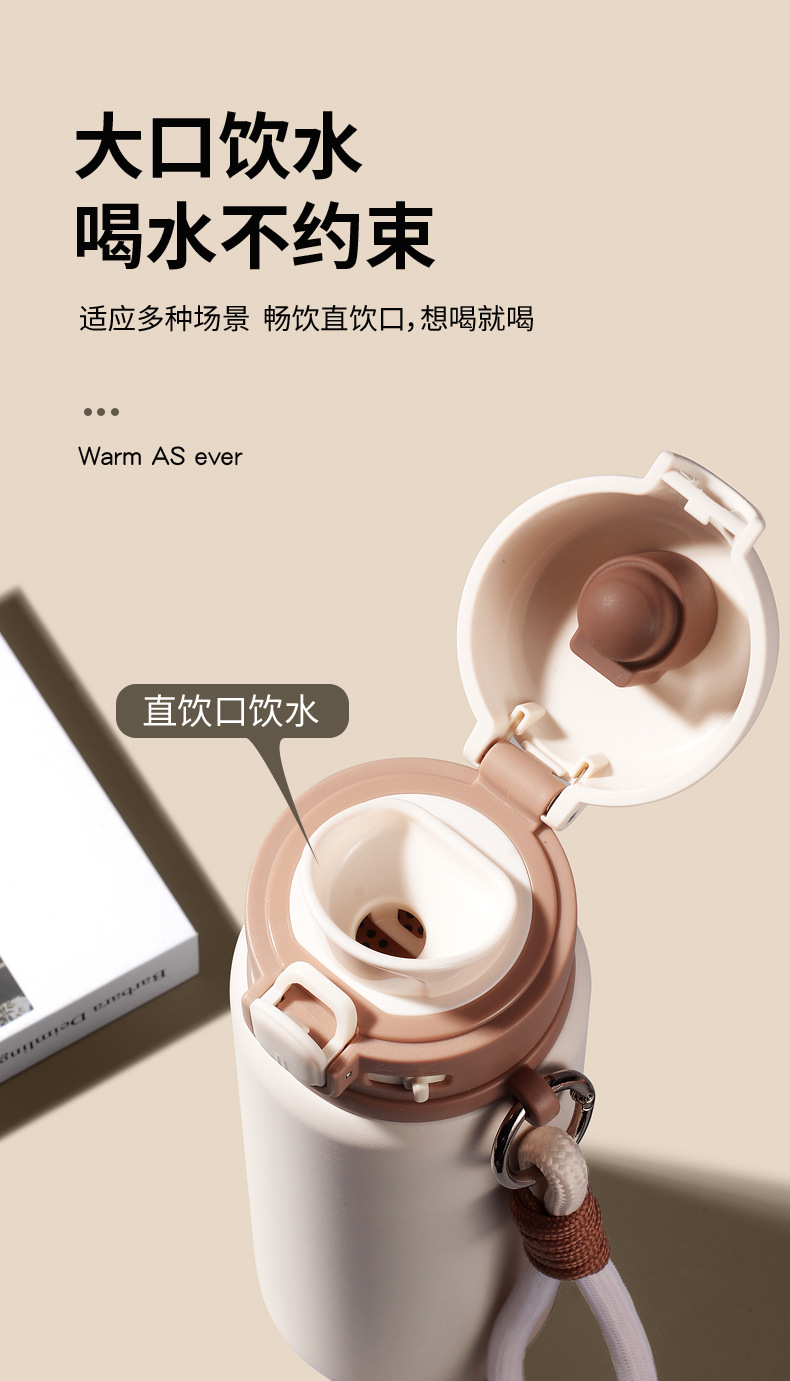 Simple press-type bouncing direct drinking cup, 316 stainless steel insulated, portable high appearance level water cup for female students pic 10