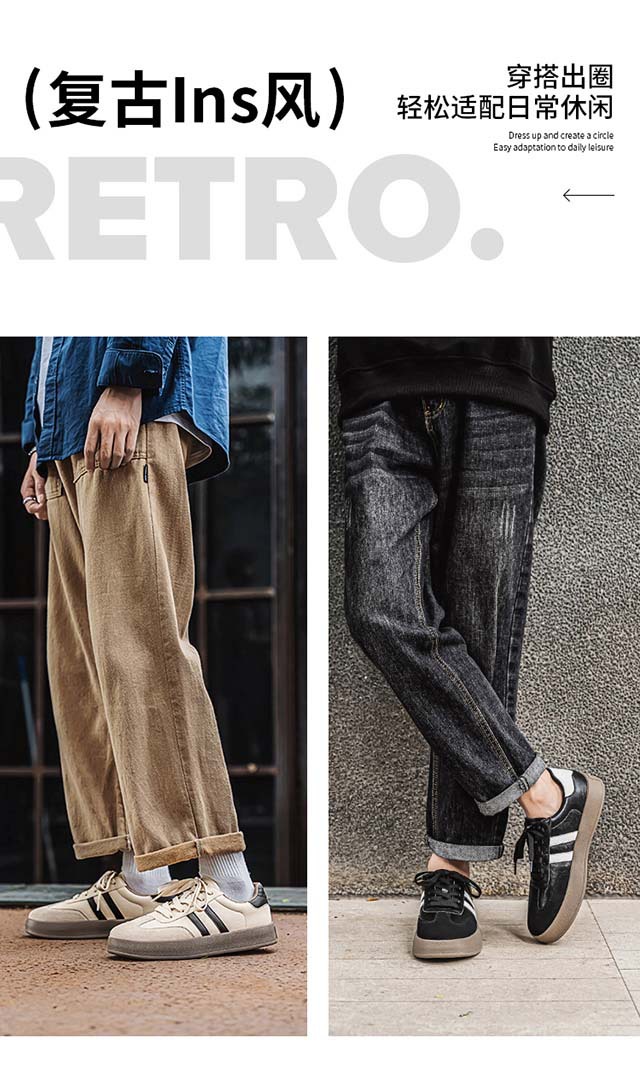 真皮德训鞋男2025新款复古男士休闲板鞋春夏透气厚底阿甘运动男鞋详情4