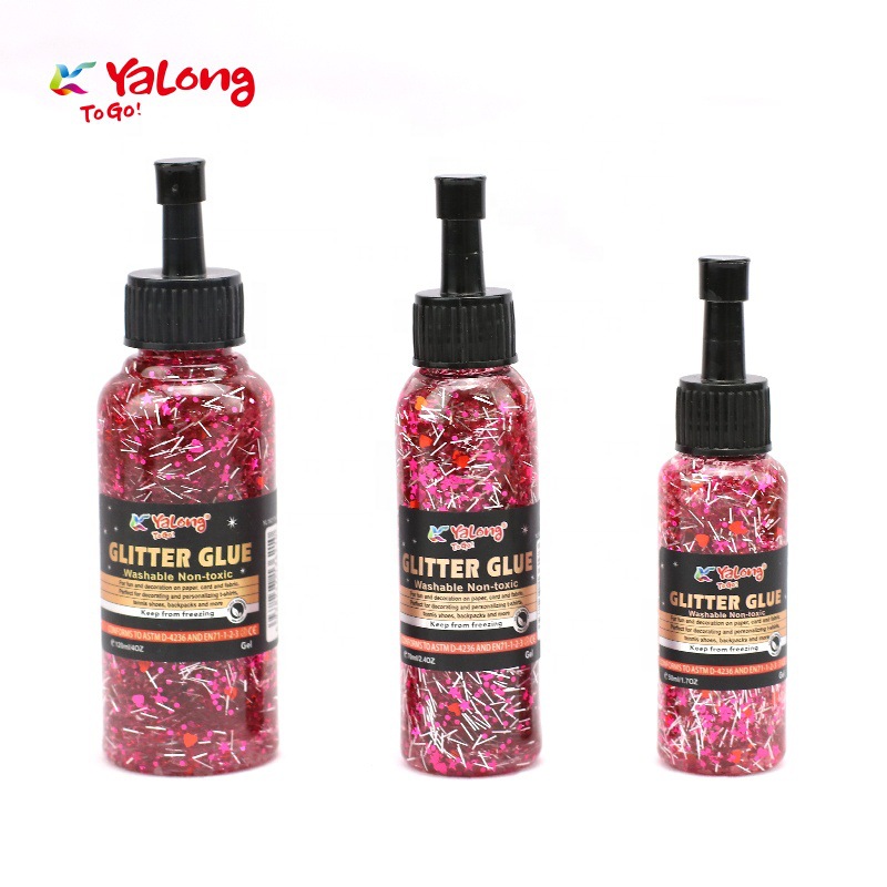 Yalong DIY Handmade 3D Colored Glue, Gold powder large particle glitter glue, 6-color mixed liquid glue pic 2