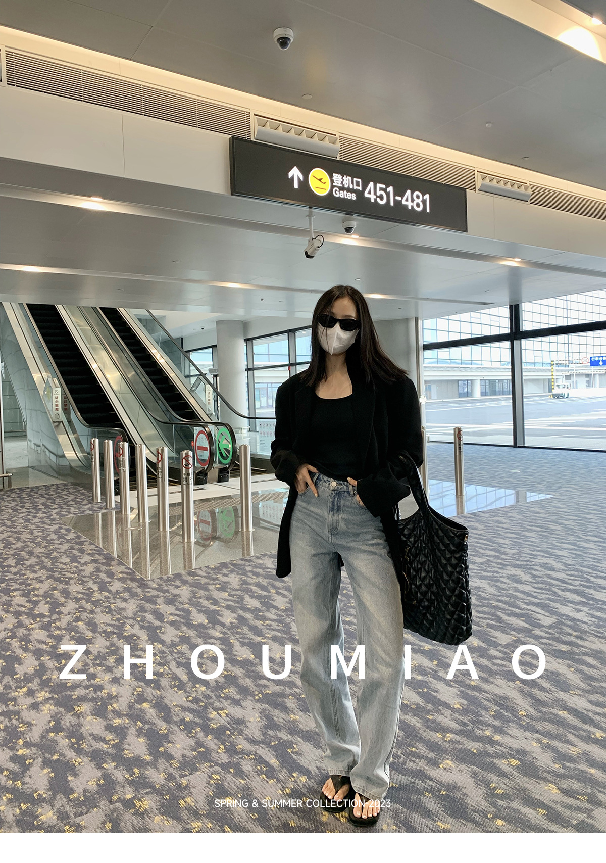 周淼ZHOUMIAO 2024春秋新款高级设计感女士黑色休闲小西装外套女详情3