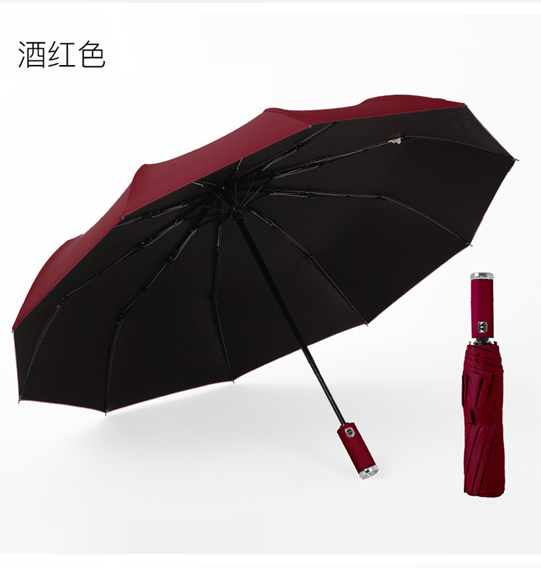 10-bone umbrella, fully automatic adjustable rotating LED flashlight umbrella, all-weather dual-purpose sunshade umbrella, wind-resistant folding umbrella pic 9