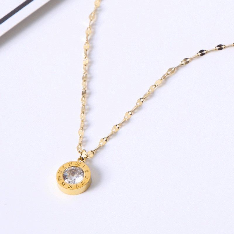 跨境时尚罗马套装不锈钢保色项链手链耳扣简约钛钢不掉色罗马首饰套装详情11