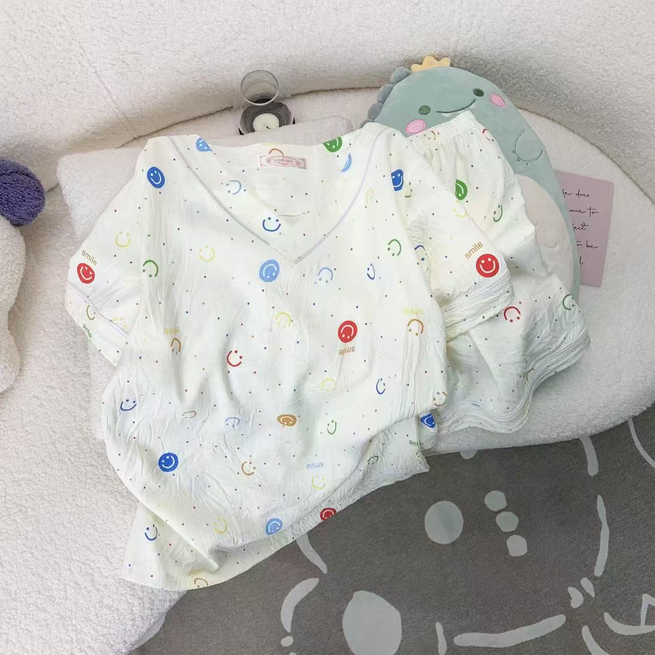 亚马逊休闲爆款夏季短袖云朵棉睡衣女宽松舒适ins抖音网红家居服详情14