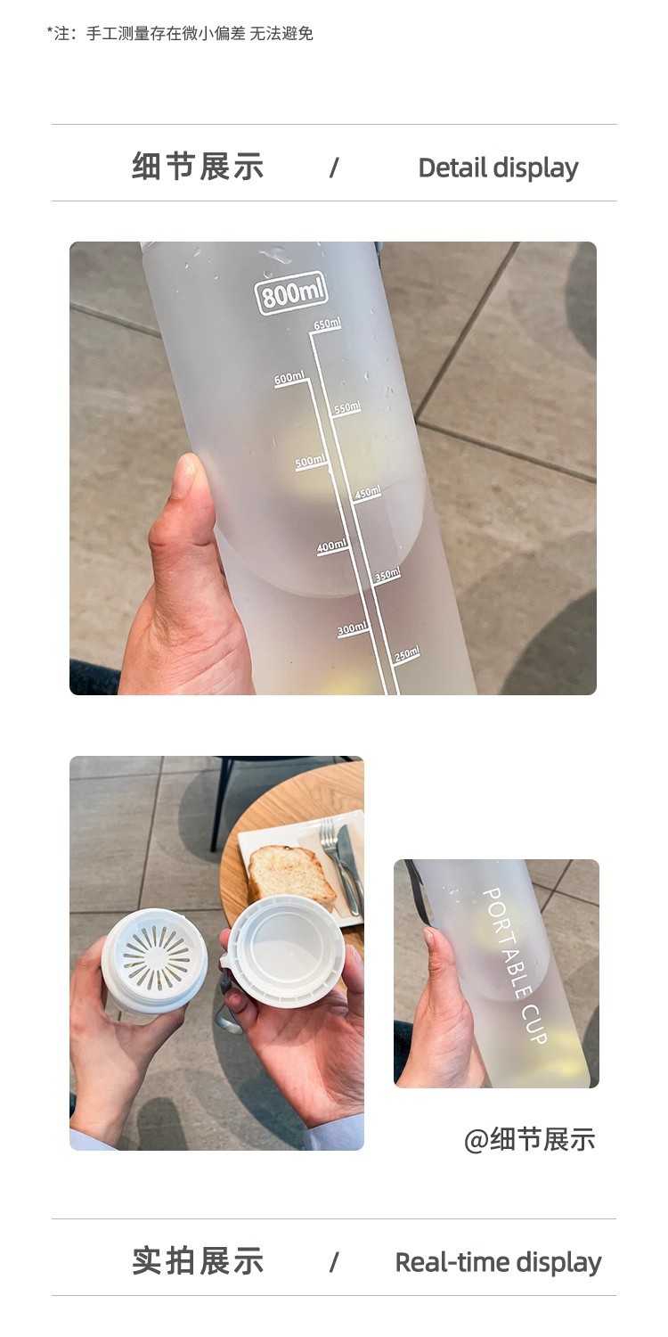 Summer new high appearance level water cup for male students, simple Korean version portable cup, large capacity, anti-drop plastic cup pic 2