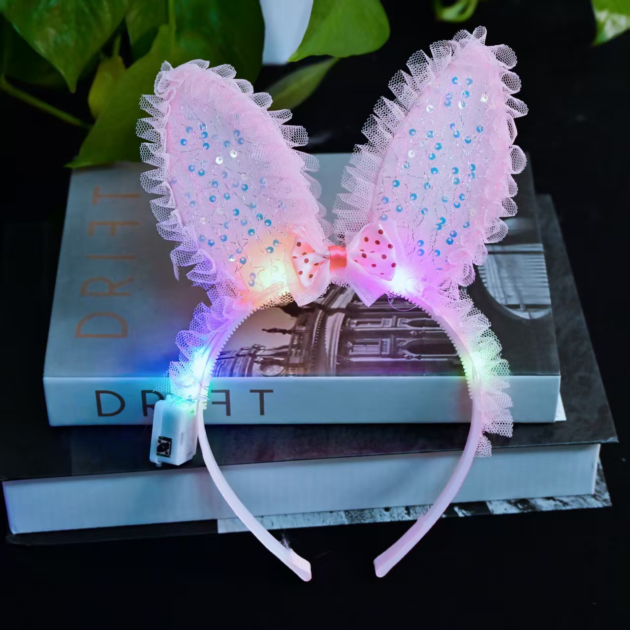 2025 New cute Kulomi Internet celebrity glowing big ear headband, glowing crown headband, glowing bow tie headband pic 8
