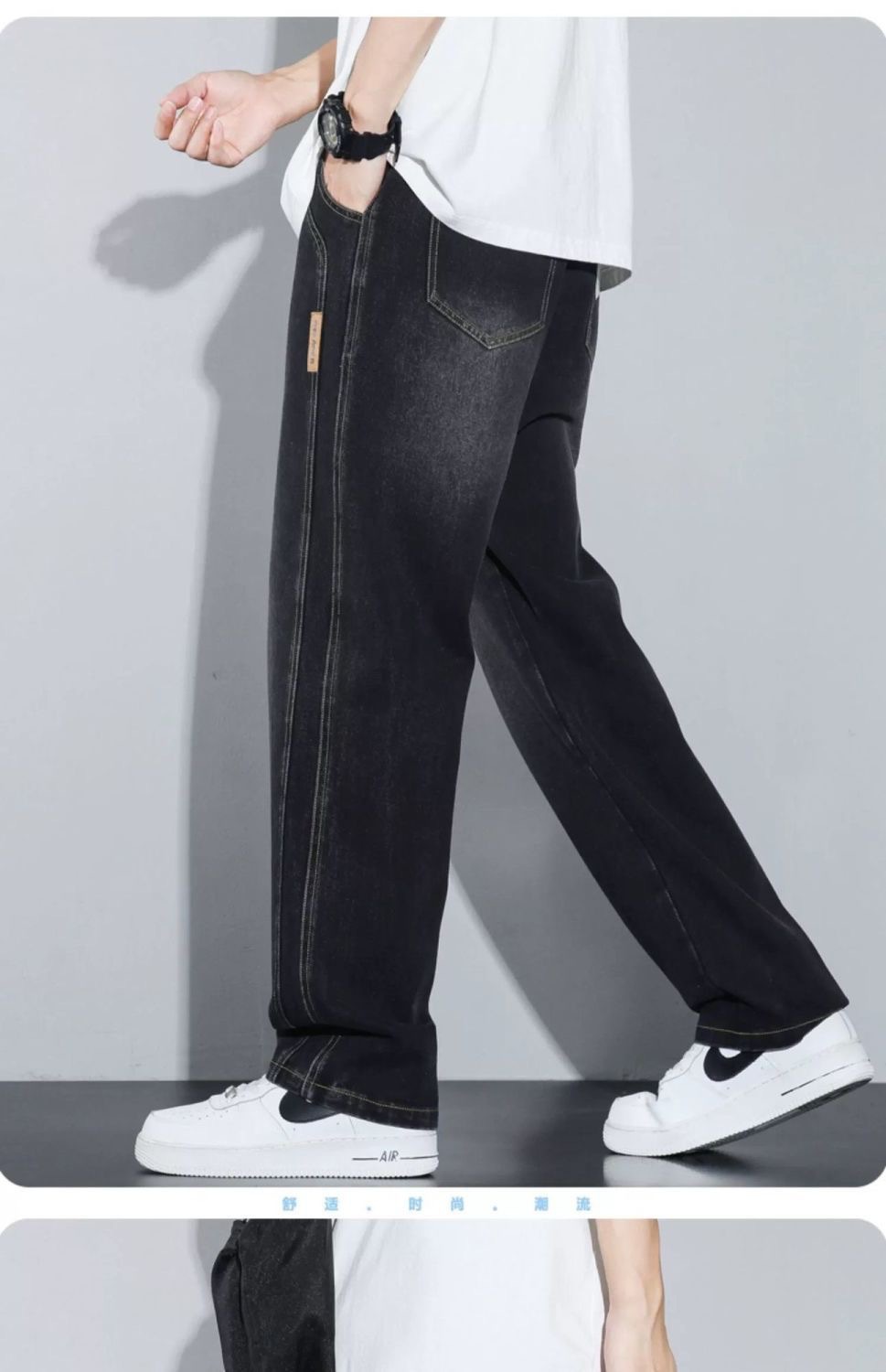 New loose straight-leg retro jeans for men in spring and autumn, wide-leg casual American workwear long pants for men pic 18