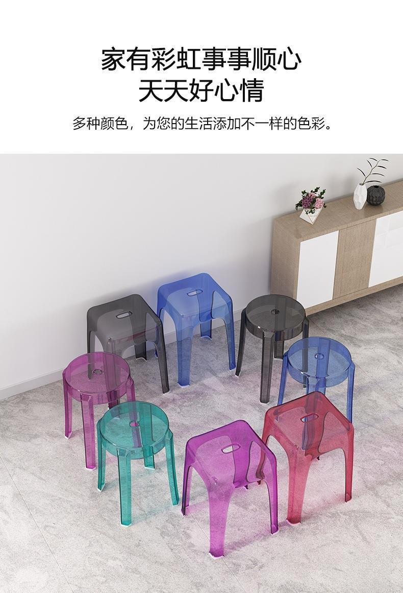 *透明塑料凳子加厚家用矮凳可叠放耐用备用高凳亚克力餐厅椅子详情3