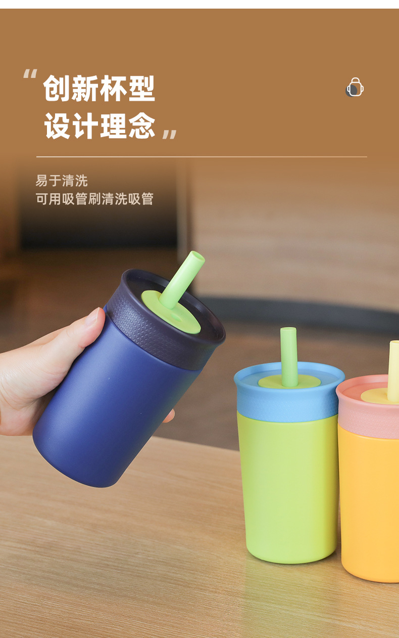 跨境不锈钢咖啡杯简约便携随行吸管保温杯高颜值大容量杯子定制详情5