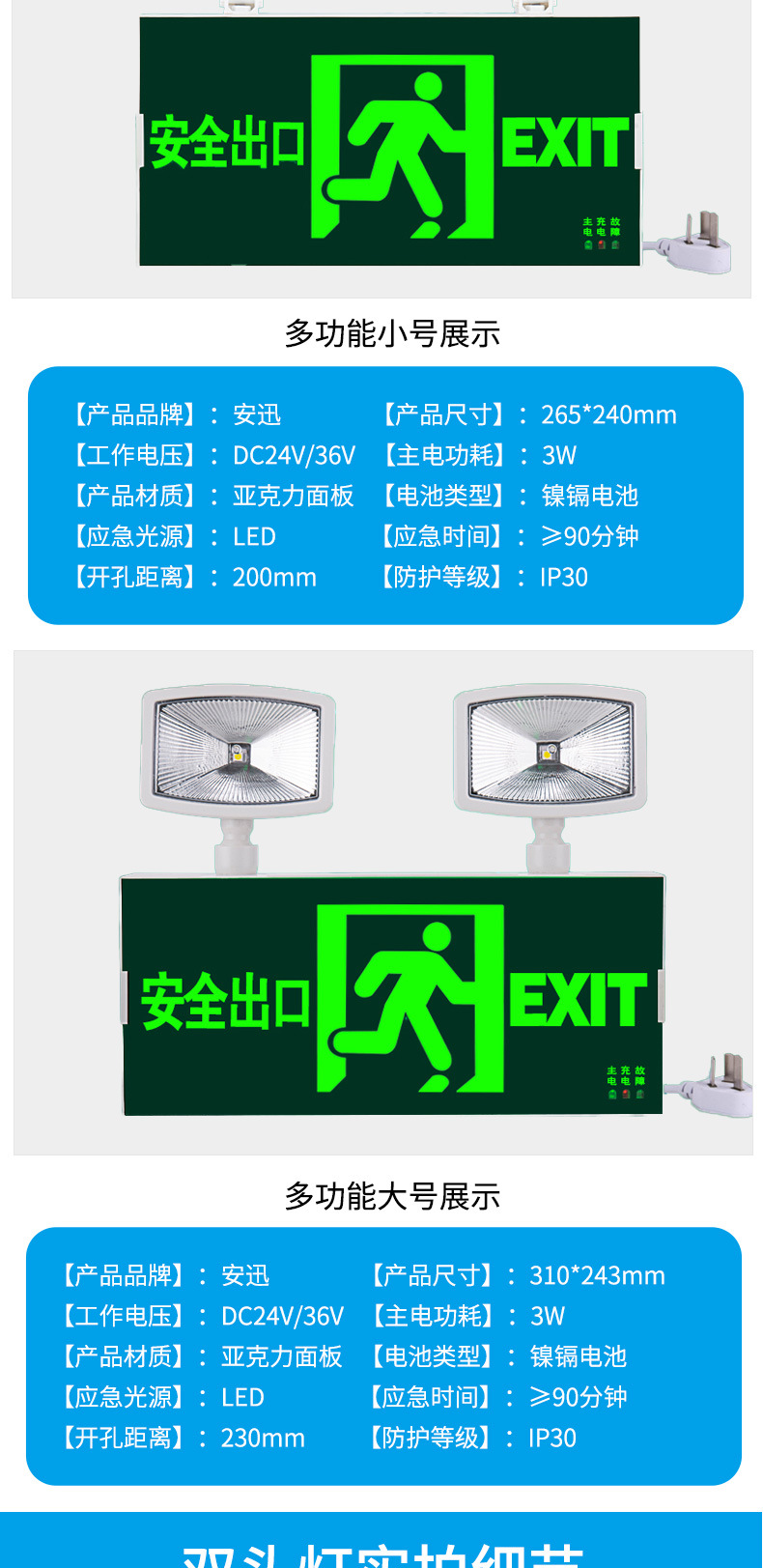 新国标消防应急灯led安全出口指示灯楼道走廊逃生停电疏散标志灯详情13