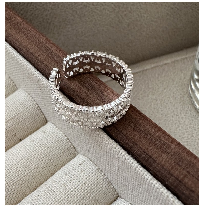 S925纯银韩版小众设计感花纹蕾丝戒指韩国风简约时尚指环复古指环详情10