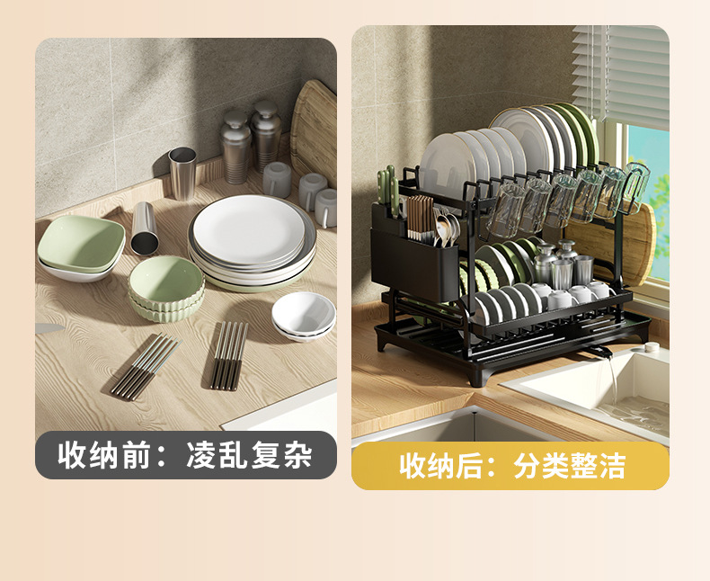 厨房置物架碗碟盘沥水架家用多功能放碗架筷子刀具砧板水杯收纳架详情3