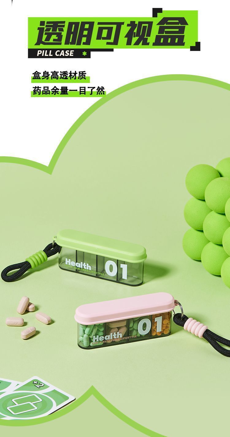 Portable medicine box, small medicine dispensing box, mini medicine storage box for seven days a week, divided into compartments for three meals a day pic 9
