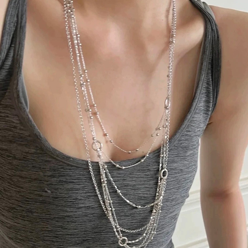 马总张悦儿推荐 Picn*que多层流苏长链细闪瀑布银河项链多层叠戴详情10