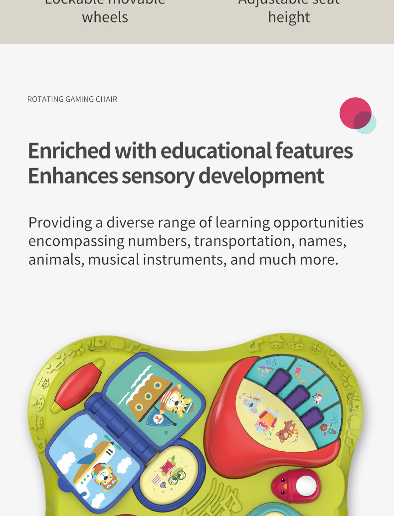 Baby three-in-one multi-functional rotating game table toy, early education and enlightenment learning table for newborns aged 1-3 pic 7