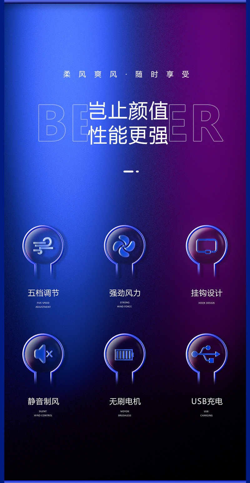2025新款挂脖手持小风扇usb充电手持折叠风扇静音便携式数显风扇详情21