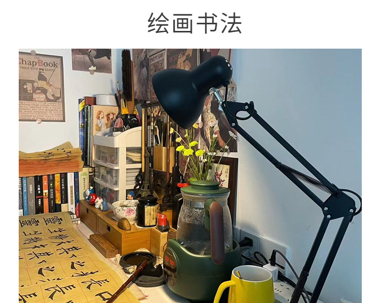 LED long-arm eye-protecting nail and eyelash desk lamp, learning, reading, work, tattoo repair, tattoo clip, folding lamp pic 8