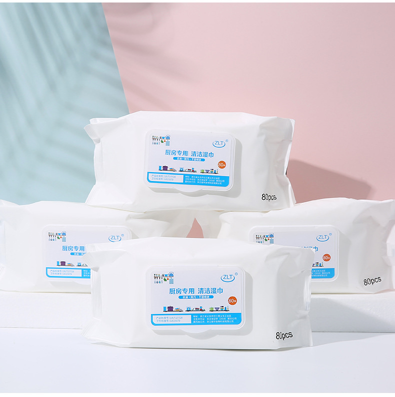 定制厨房湿巾80抽大包装工厂大量批发去污去油渍清洁油烟机湿纸巾详情16