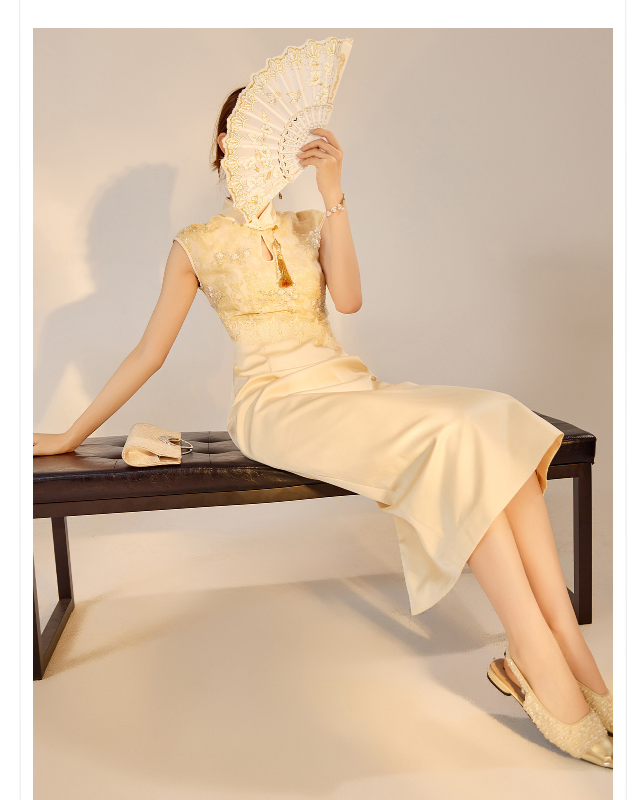 New Chinese-style high-end lace embroidered dress for women, a stunning ancient French style improved cheongsam dress N3111 pic 9