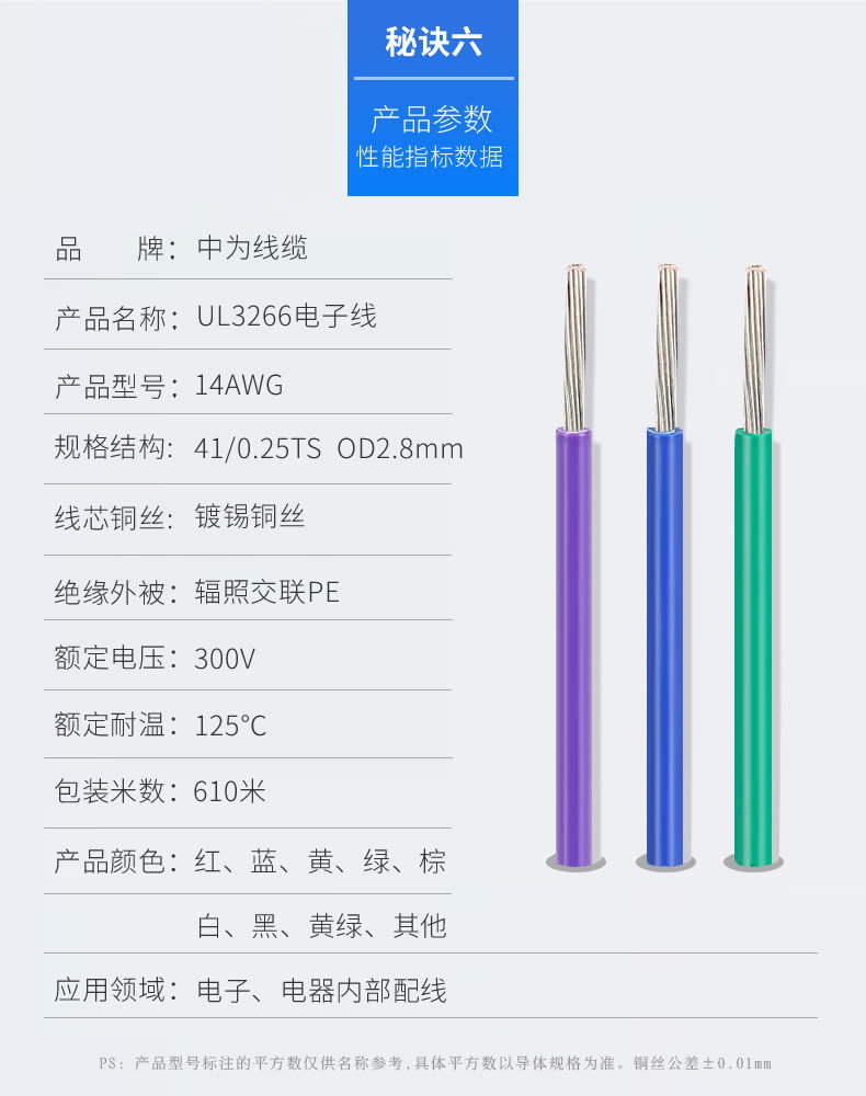 UL326614AWG41/0.254TSOD2.8mmXLPE低烟无卤交联UL3266电子线详情9