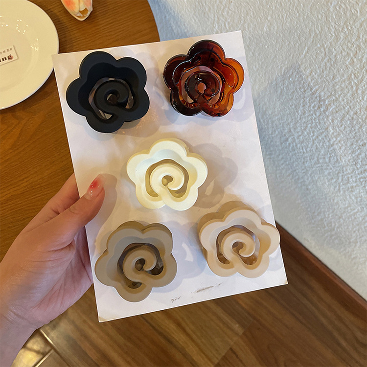 韩国简约气质发夹高级感亚克力花朵抓夹女后脑勺发量多鲨鱼夹批发详情9