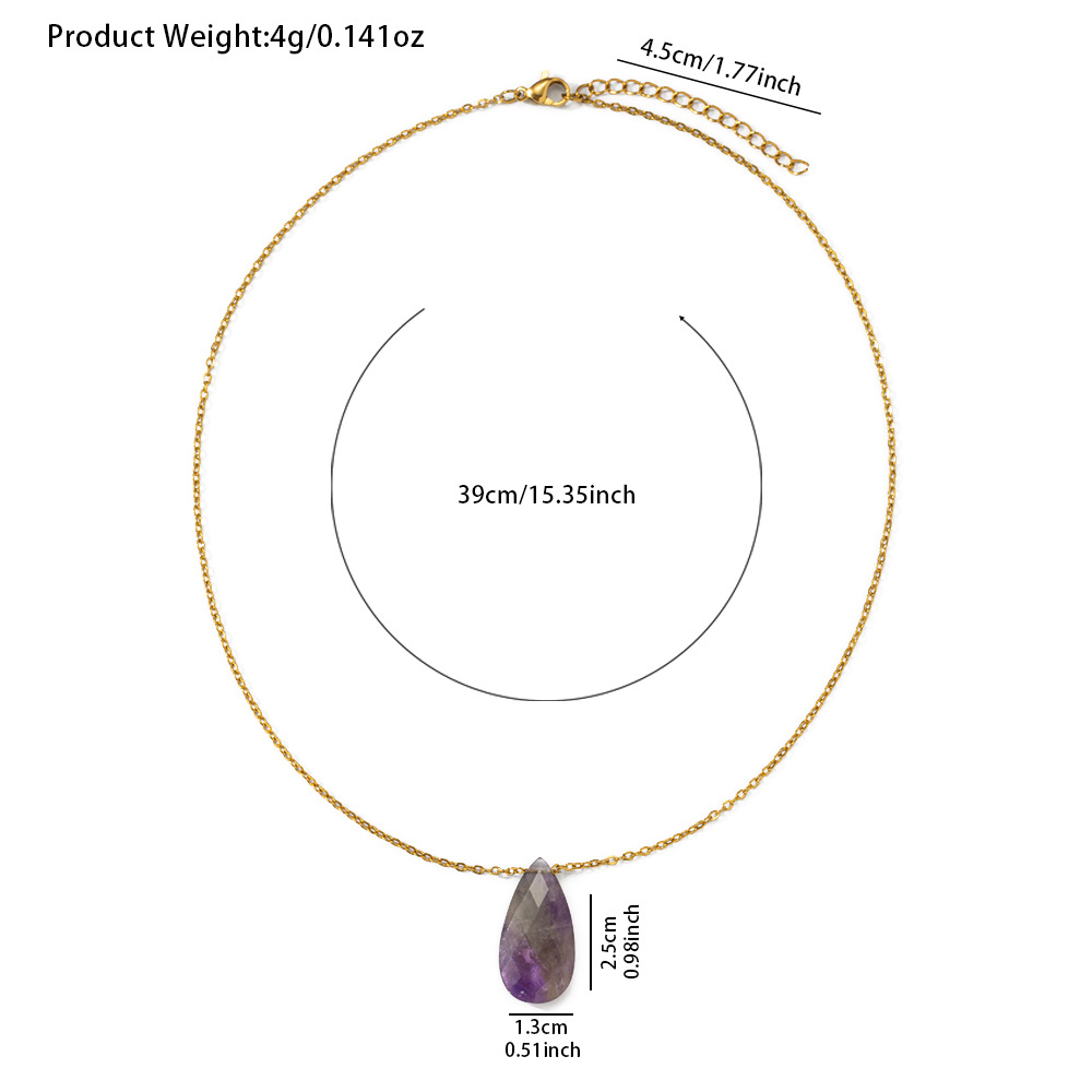 跨境热销新款时尚简约水滴天然石项链小众设计吊坠批发饰品项饰品详情13