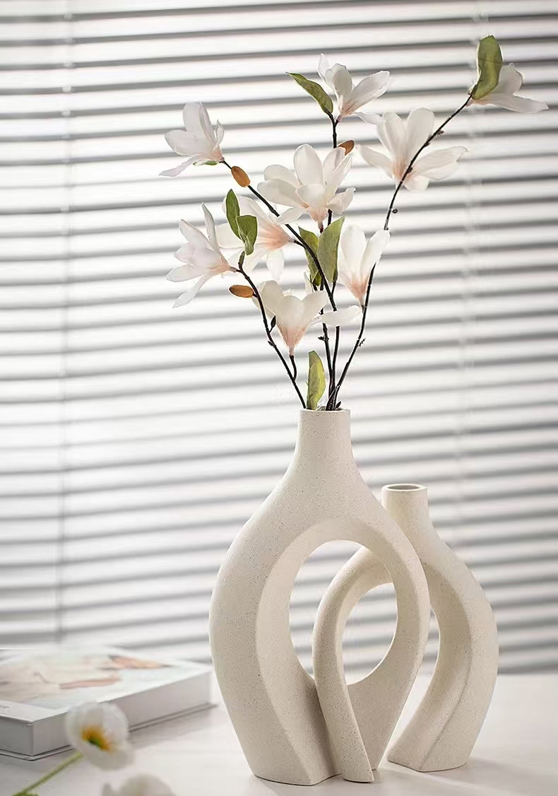 Nordic-style ceramic vases and flower arrangements, high-end and niche living room entrance hall home decoration vases and ceramic flower vases pic 10
